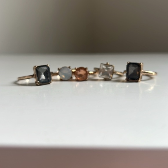 Set a five gold gemstone stackable rings Size 7 - Picture 3 of 15
